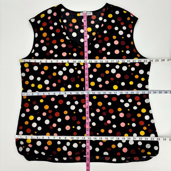 Hamilton Black Multicolour Polka Dotted Sleeveless V-Neck Top, 2X - Picture 9 of 12